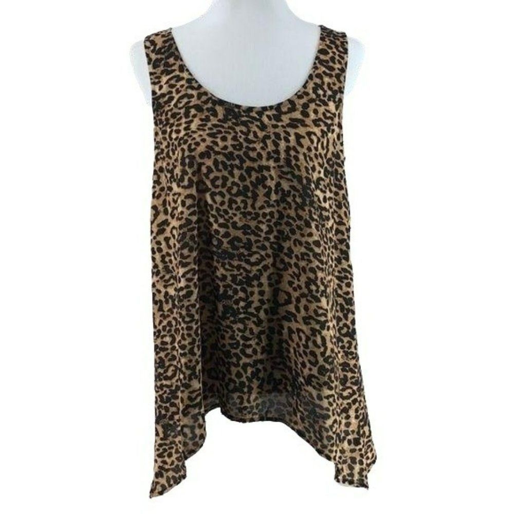 Signature Studio Woman's Animal Leopard Print Tank Top Size Small